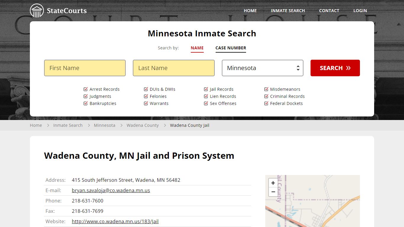 Wadena County Jail Inmate Records Search, Minnesota - StateCourts